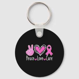 Breast Cancer Awareness Costume Pink Peace Love Cu Keychain