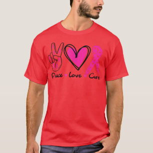 Breast Cancer Awareness Costume Pink Peace Love Cu T-Shirt
