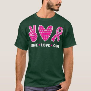 Breast Cancer Awareness Costume Pink Peace Love Cu T-Shirt