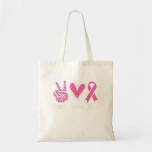 Breast Cancer Awareness Costume Pink Peace Love Cu Tote Bag