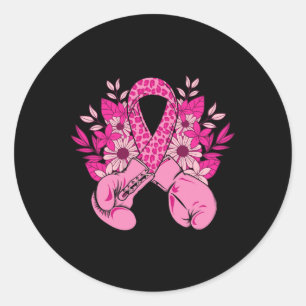 Breast Cancer Awareness Design Pink Ribbon Boxing  Classic Round Sticker