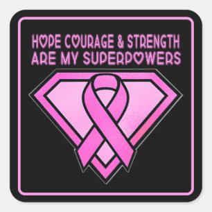 Breast Cancer Awareness Diamond Logo Black Square Sticker