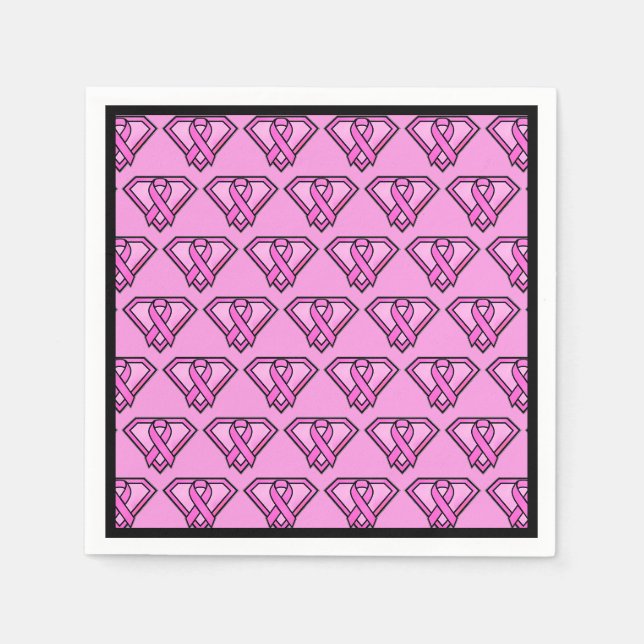 Breast Cancer Awareness Diamond Logo Pink Napkin (Front)