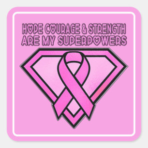 Breast Cancer Awareness Diamond Logo Pink Square Sticker