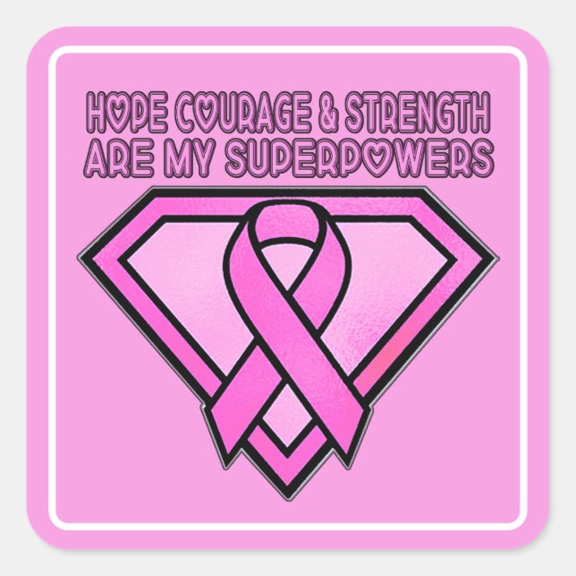 Breast Cancer Awareness Diamond Logo Pink Square Sticker (Front)