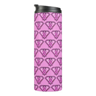 Breast Cancer Awareness Diamond Logo Pink Thermal Tumbler