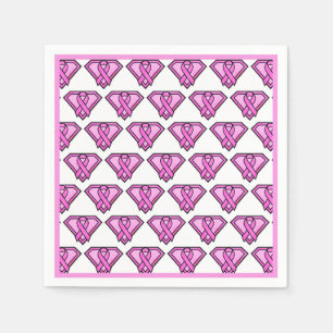 Breast Cancer Awareness Diamond Logo White Napkin