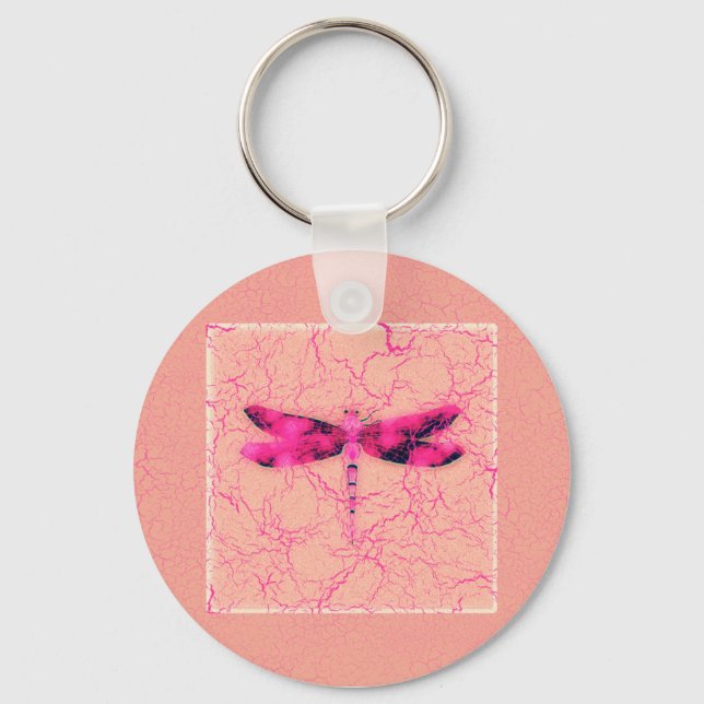 Breast Cancer Awareness Dragonfly Keychain (Front)
