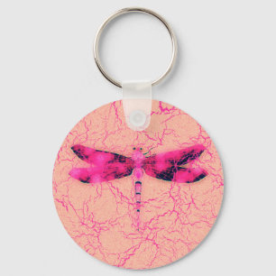 Breast Cancer Awareness Dragonfly Keychain