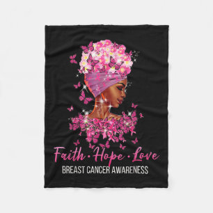 Breast Cancer Awareness Faith Hope Love Butterflie Fleece Blanket