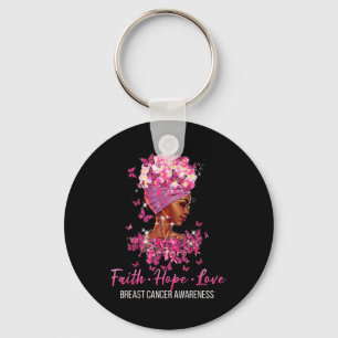 Breast Cancer Awareness Faith Hope Love Butterflie Keychain