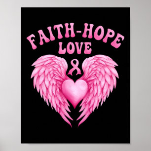 Breast Cancer Awareness Faith-hope Ribbon Fight He Poster