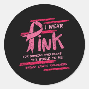 Breast Cancer Awareness Family Friends Support  Classic Round Sticker