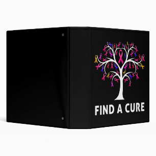 Breast Cancer Awareness Fight Find A Cure Tree Rib Binder