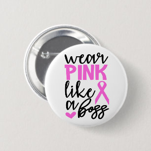 Breast Cancer Awareness Fighter Pink Ribbon 2 Inch Round Button