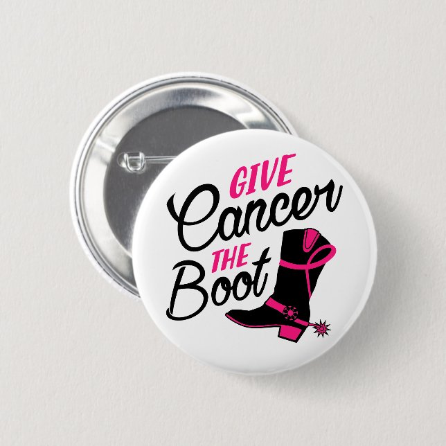Breast Cancer Awareness Fighter Pink Ribbon Faith 2 Inch Round Button (Front & Back)