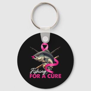 Breast Cancer Awareness Fishing For A Cure Pink Ri Keychain
