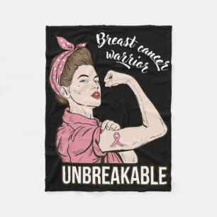 Breast Cancer Awareness For Her Warrior Unbreakabl Fleece Blanket
