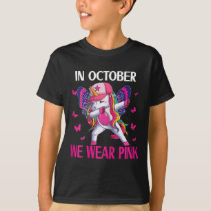 Breast Cancer Awareness For Toddlers Kids Unicorn  T-Shirt