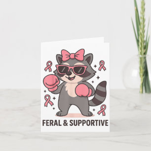 Breast Cancer Awareness Funny Raccoon Feral And Su Card