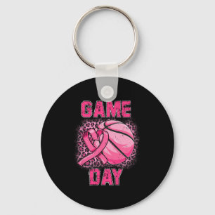 Breast Cancer Awareness Game Day Pink Bysketbyll S Keychain