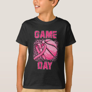 Breast Cancer Awareness Game Day Pink Bysketbyll S T-Shirt