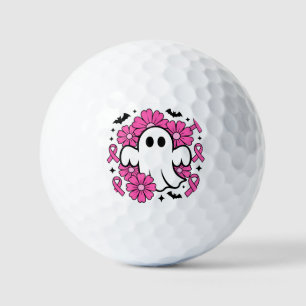 Breast Cancer Awareness Ghost with Pink Flowers Golf Balls