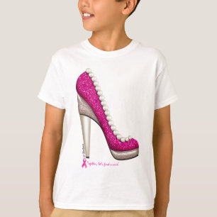 Breast Cancer Awareness Glitter Pearl Pump T-Shirt
