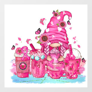 Breast Cancer Awareness Gnome Window Cling