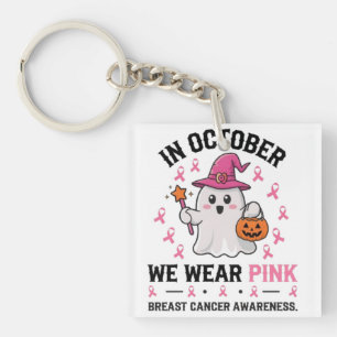 Breast Cancer Awareness Halloween Ghost Design Keychain