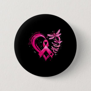 Breast Cancer Awareness Heart Dragonflies Men Wome 2 Inch Round Button
