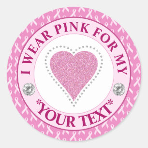 Breast Cancer Awareness Heart I wear Pink for Classic Round Sticker