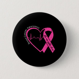 Breast Cancer Awareness Heart Pink Ribbon Support 2 Inch Round Button