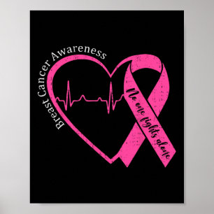 Breast Cancer Awareness Heart Pink Ribbon Support Poster