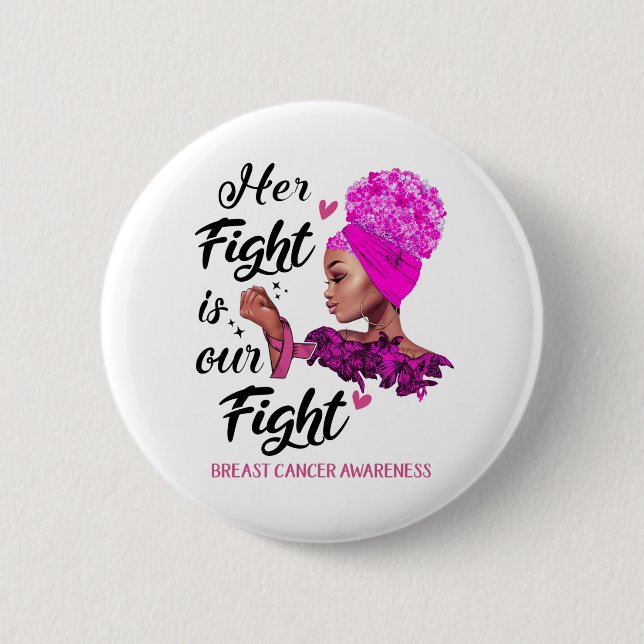 Breast Cancer Awareness Her Fight Is Our Fight 2 Inch Round Button (Front)