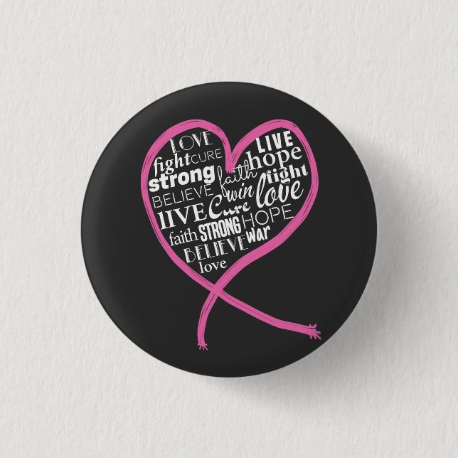 Breast cancer, awareness, hope,pink ribbon  T-Shir 1 Inch Round Button (Front)
