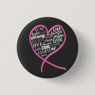 Breast cancer, awareness, hope,pink ribbon  T-Shir 1 Inch Round Button