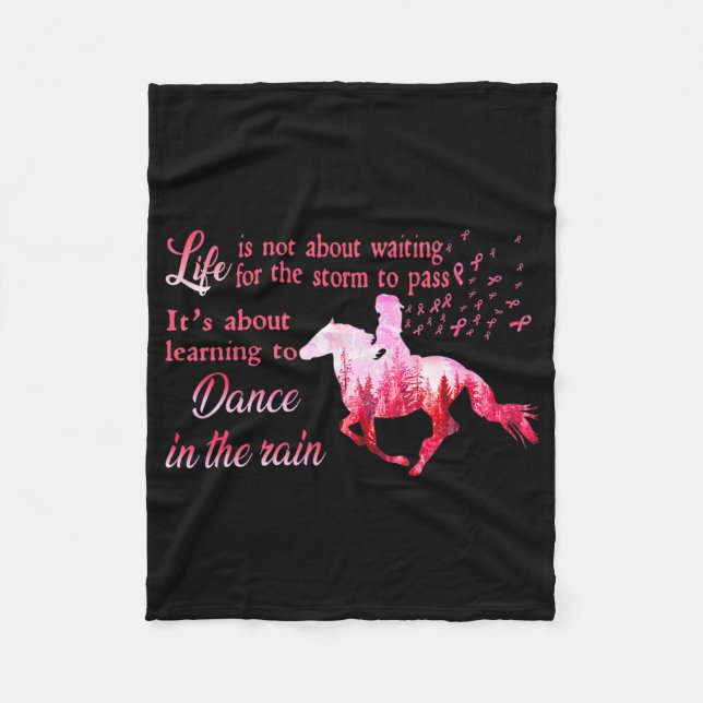 Breast Cancer Awareness Horse Ribbon Pink Gifts Wo Fleece Blanket (Front)