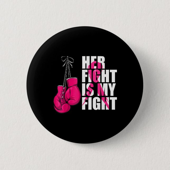 Breast Cancer Awareness Husband Support Squad  2 Inch Round Button (Front)