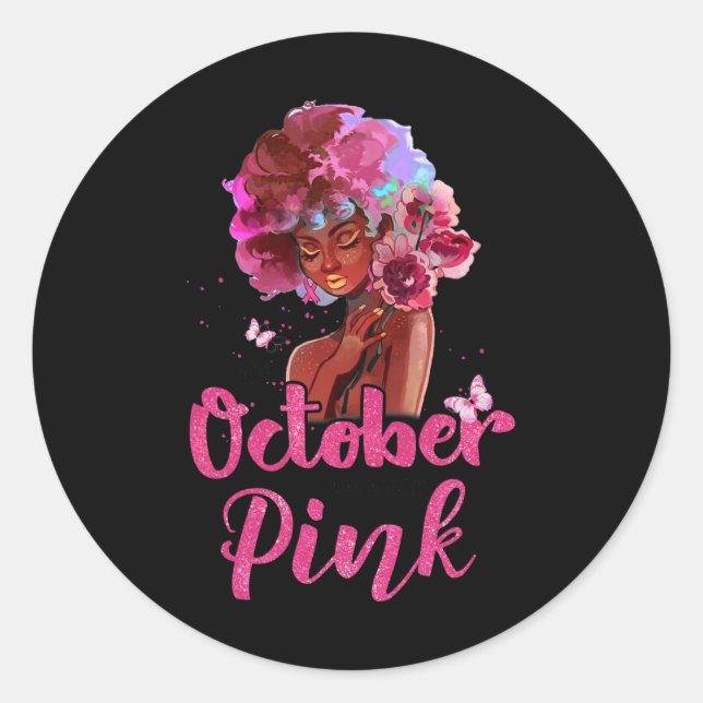 Breast Cancer Awareness In October We Wear Pink Bl Classic Round Sticker (Front)
