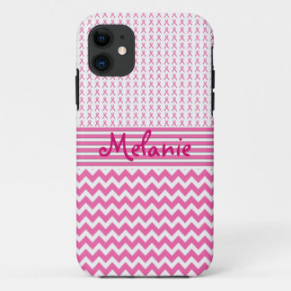 Breast Cancer Awareness iPhone Monogram Pink 11 Case