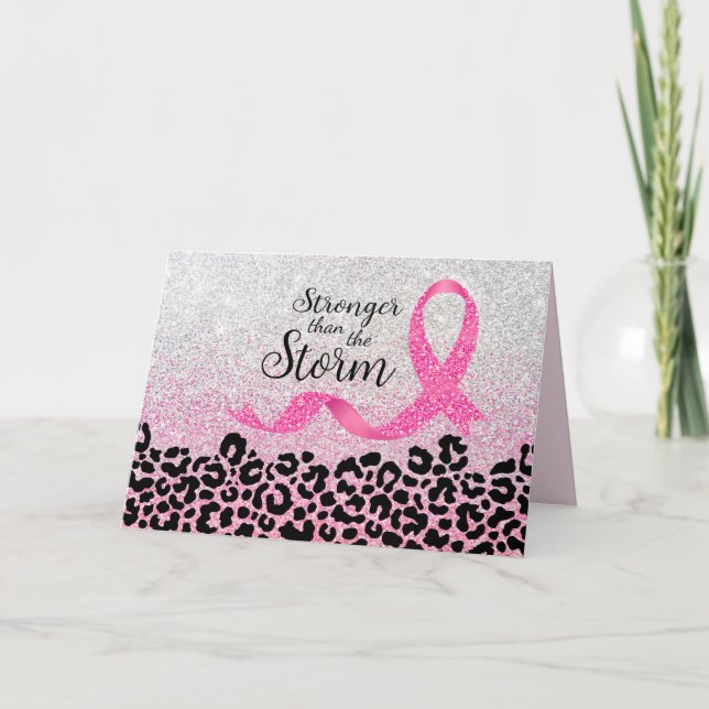 Breast Cancer Awareness Leopard Print  Card (Front)