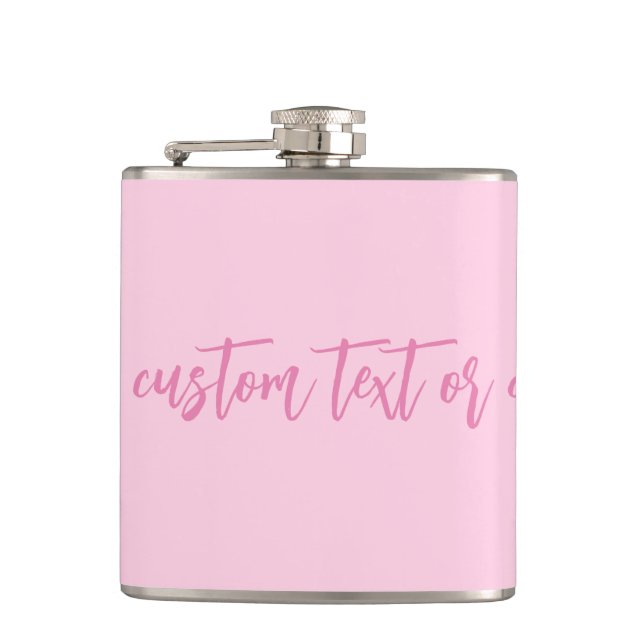 Breast cancer awareness light pink custom script hip flask (Front)