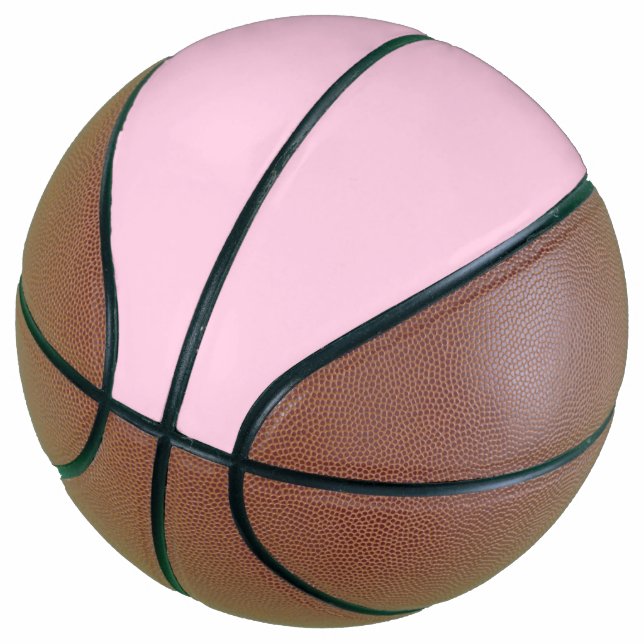 Breast cancer awareness light pink solid colour basketball (Angled)