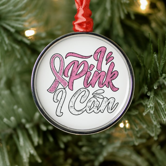 Breast Cancer Awareness Metal Ornament (Tree)