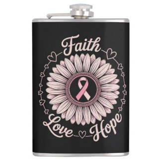 breast cancer awareness month faith hope cure hip flask