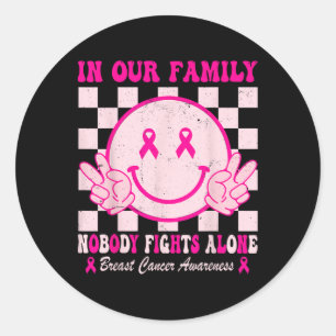 Breast Cancer Awareness Month Groovy Pink Design F Classic Round Sticker