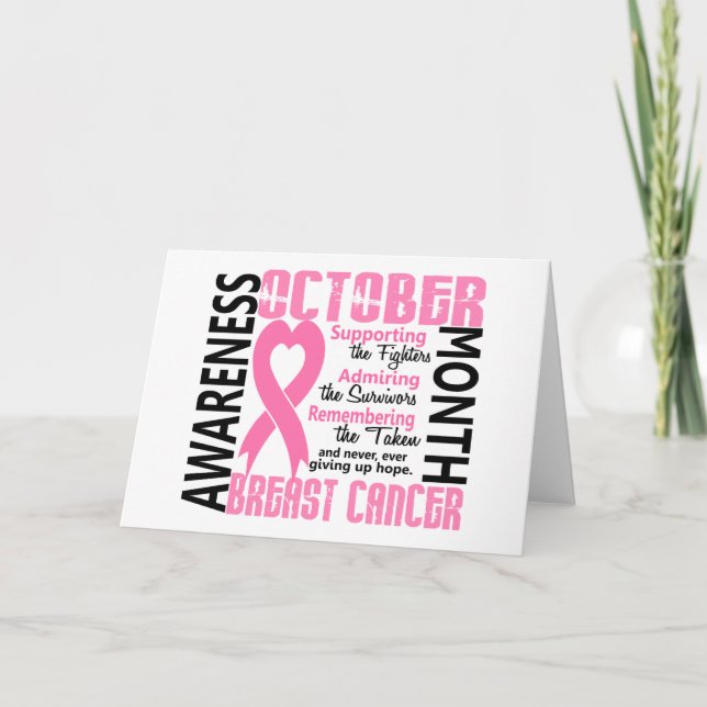 Breast Cancer Awareness Month Heart 1.5 Card (Front)