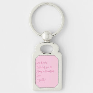 Breast Cancer Awareness month pink custom quote Keychain