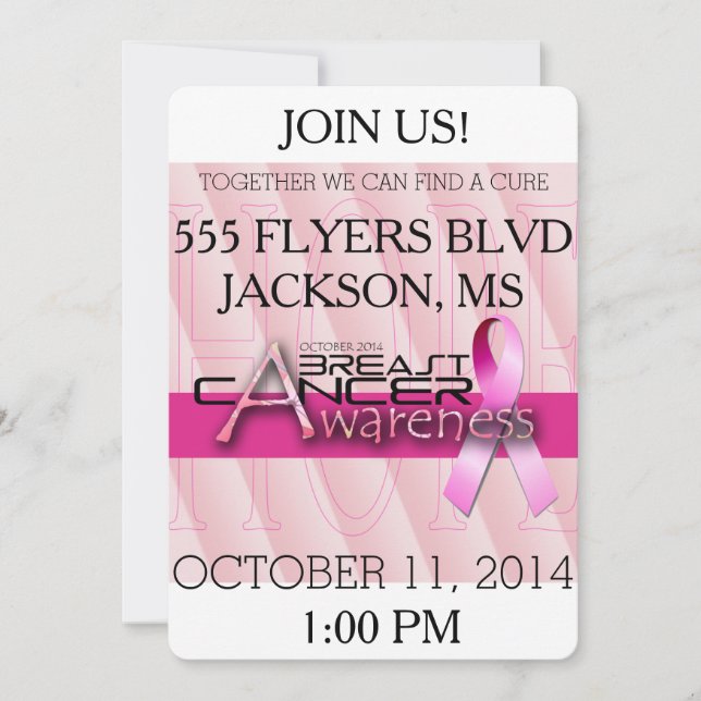 Breast Cancer Awareness Month - Pink Invitation (Front)